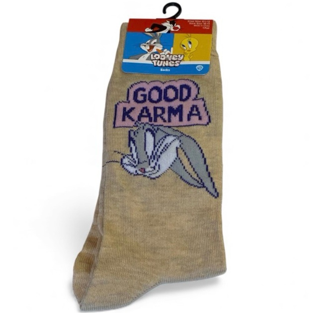 BUGS BUNNY LOONEY TUNES GOOD KARMA Tan Socks size 6-12